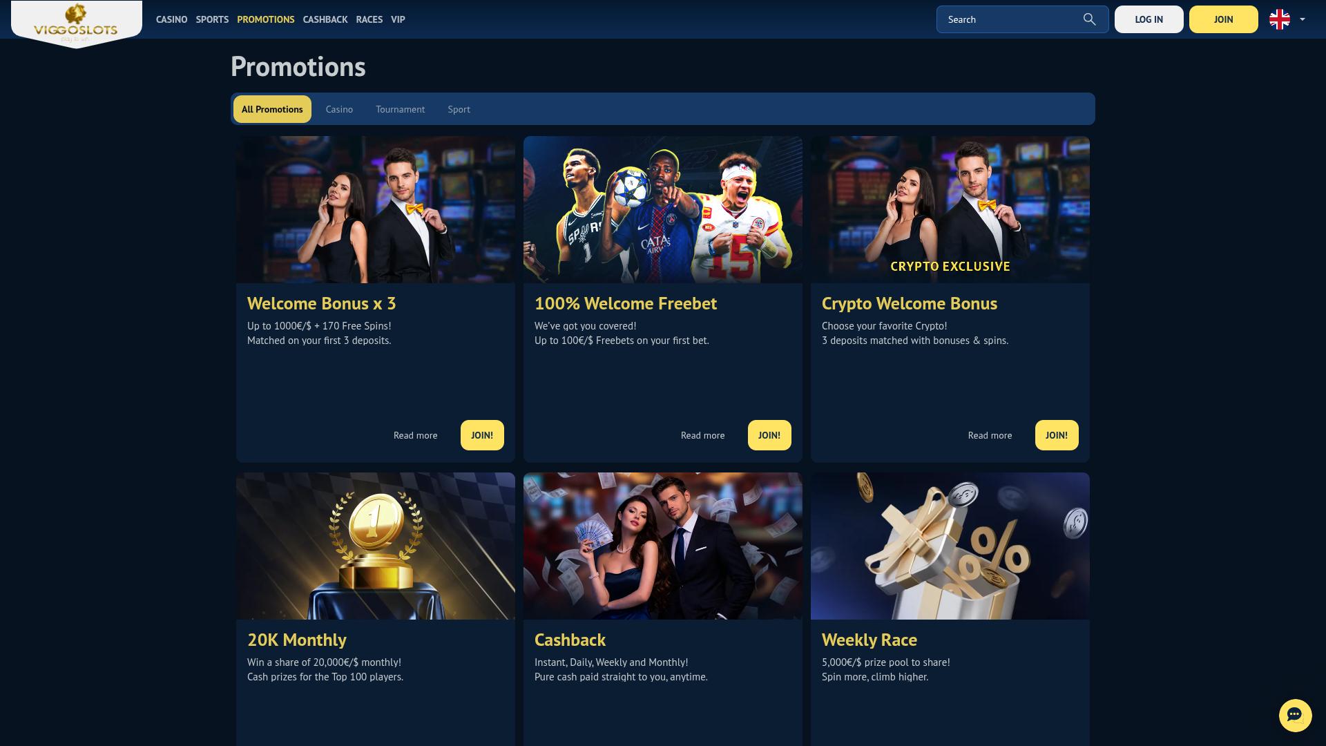 Promociones de escritorio del casino Viggoslots