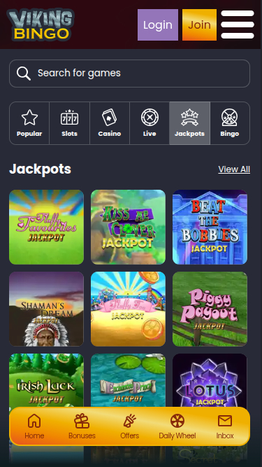 Jackpot mobile de Viking Bingo Casino