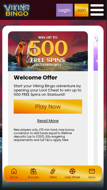 Promotions mobiles de Viking Bingo Casino