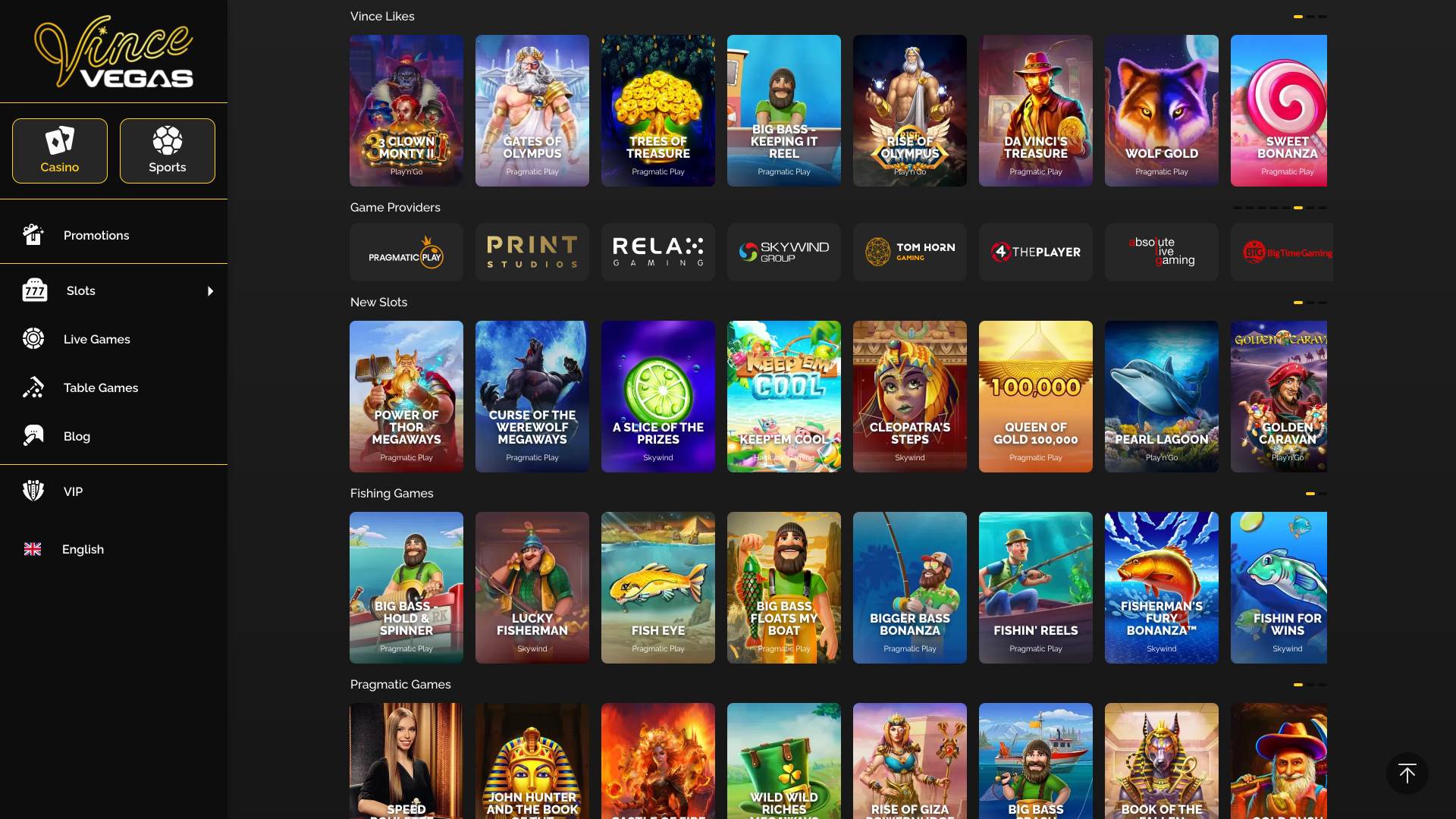 Développeurs de jeux de Vince Vegas Casino sur ordinateur