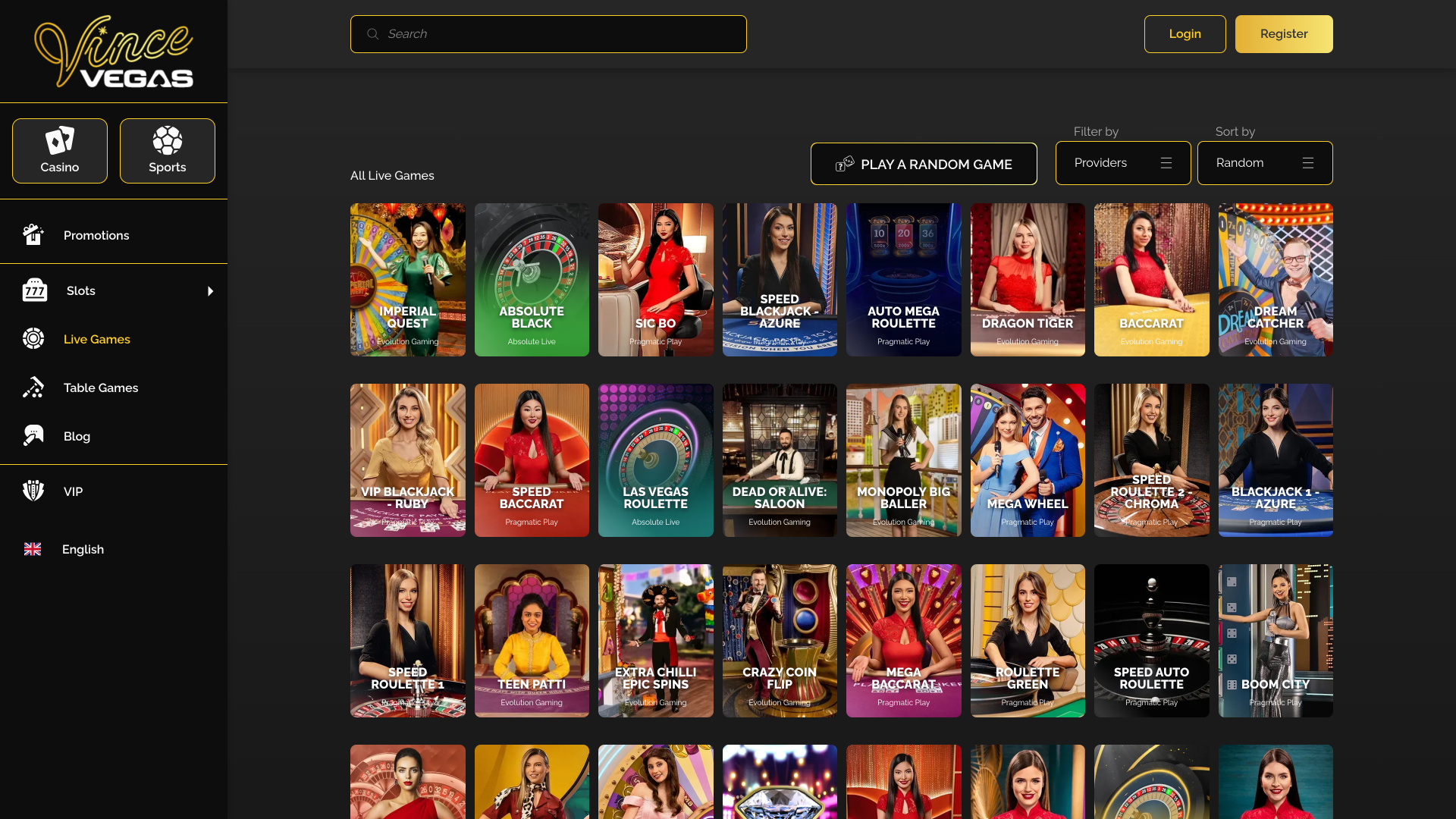 Croupier en direct de Vince Vegas Casino sur ordinateur