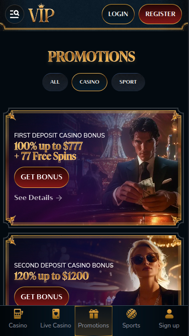 Promotions mobiles de VIP Casino
