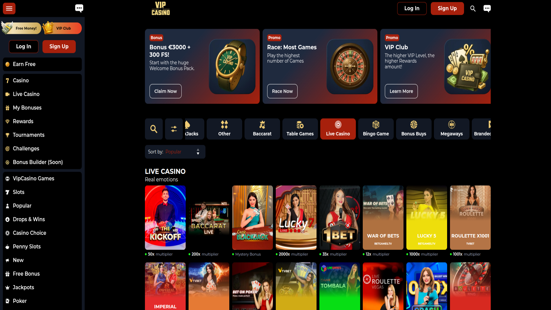 Live-Dealer-Screenshot von VipCasino für Desktop
