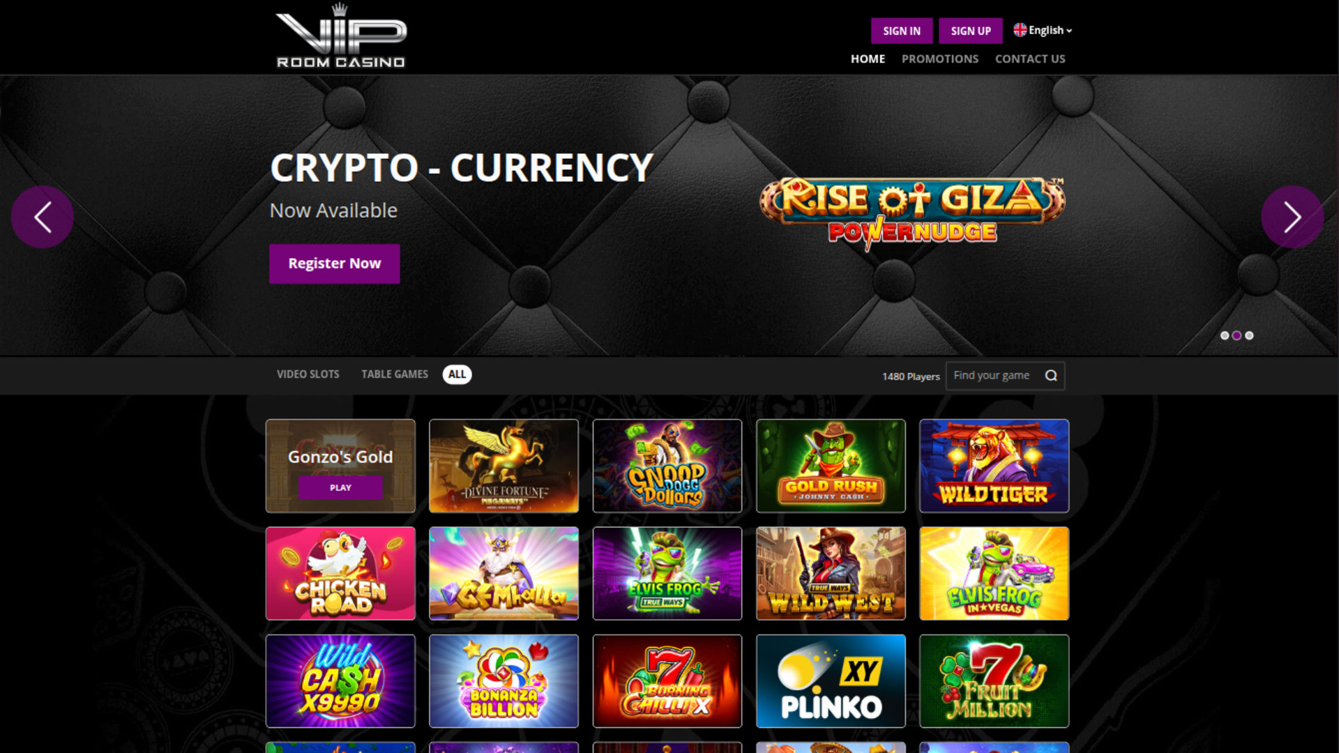  Página de inicio de escritorio de VIP Room Casino