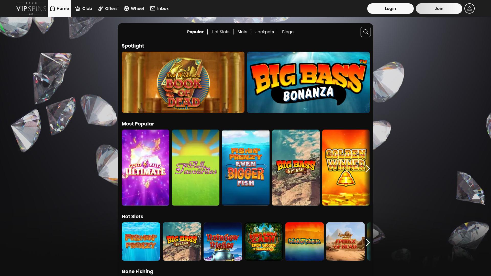 VIP Spins Casino Desktop-Spiele