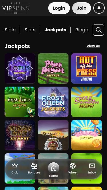 VIP Spins Casino Mobile Jackpot