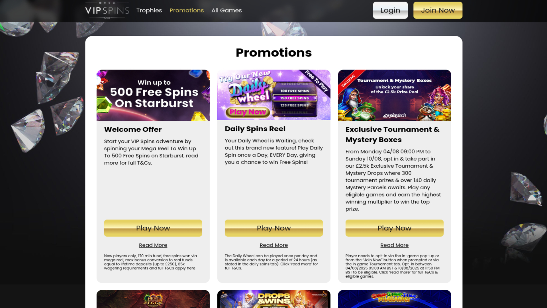 Promociones de escritorio de VIP Spins Casino