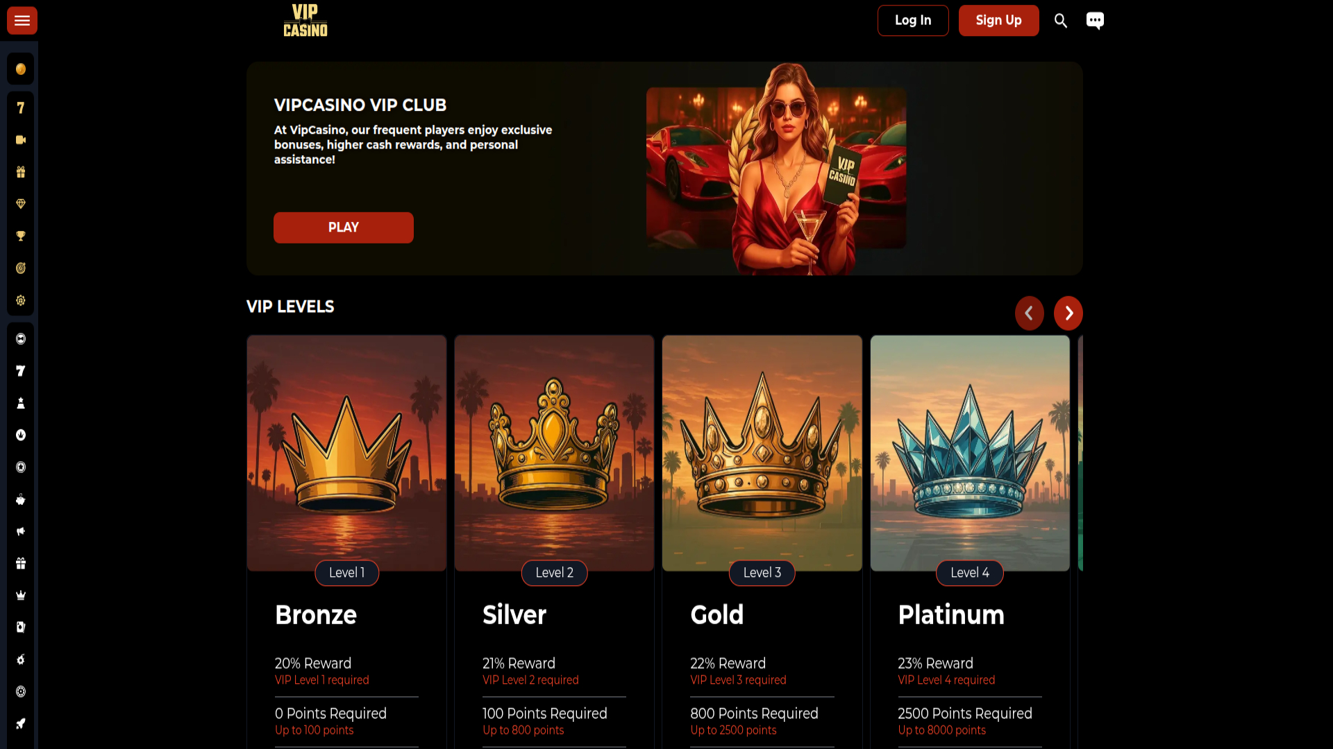 VIP-Screenshot von VipCasino für Desktop