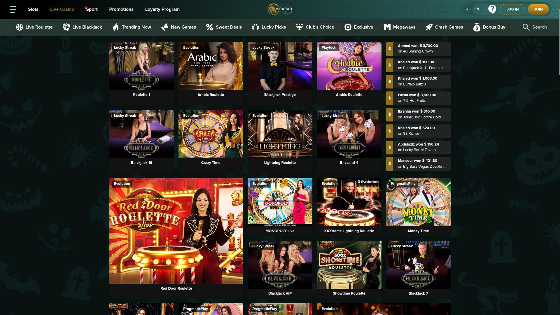 VipArabClub Casino Desktop Live Dealer