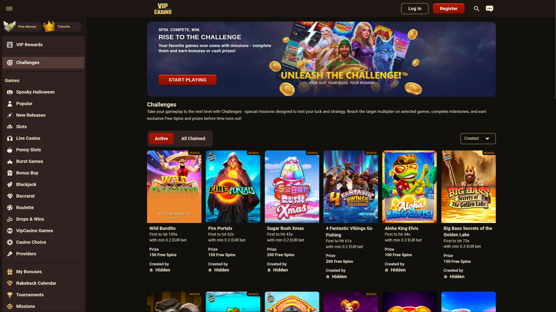 VIPCasino Desktop Challenges