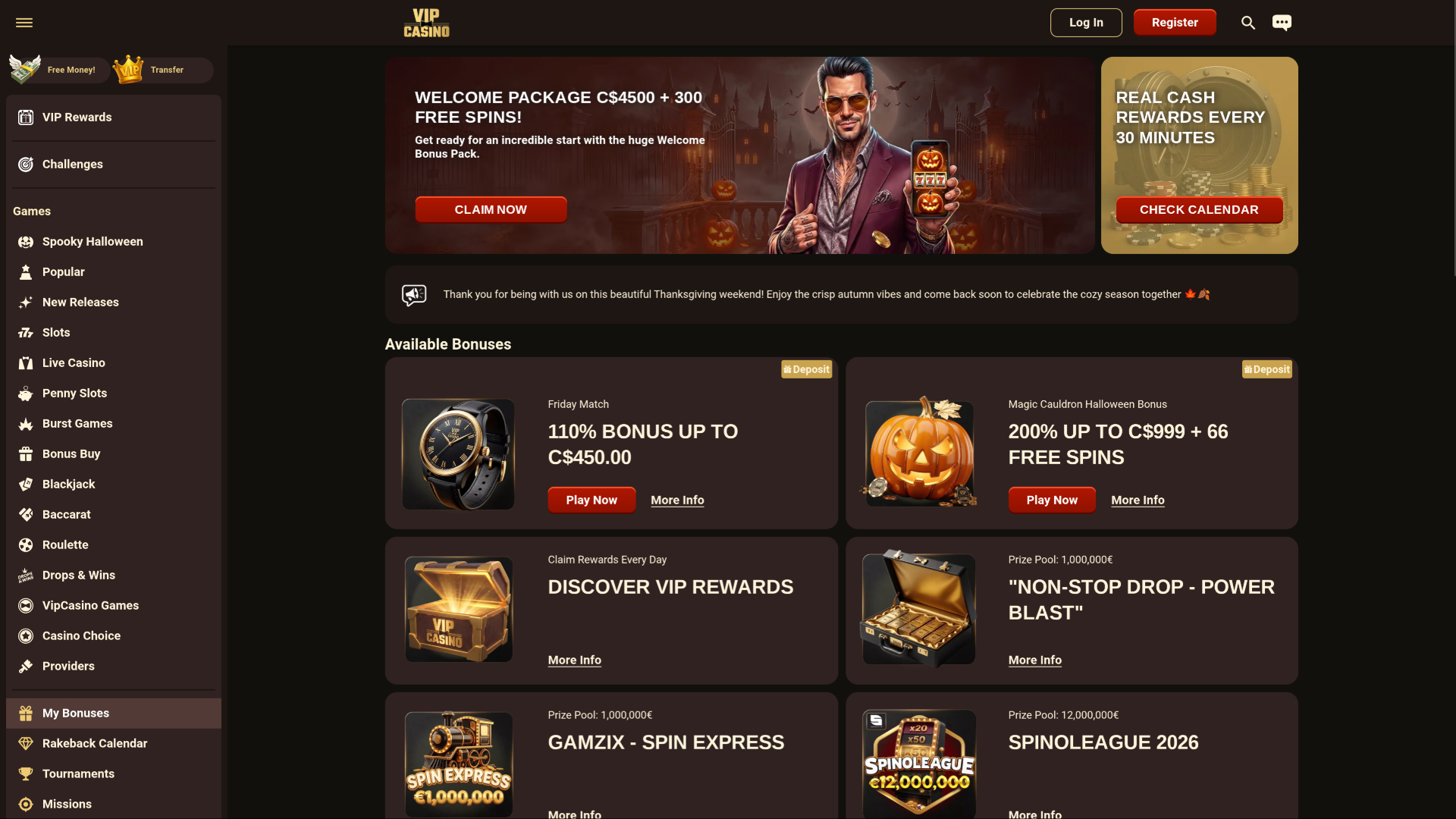 VIPCasino Desktop Promotions