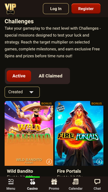 VIPCasino Mobile Challenghes
