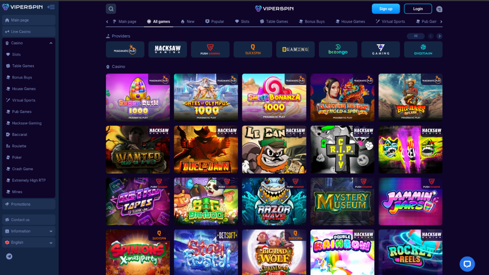  Jeux de Viperspin Casino sur ordinateur