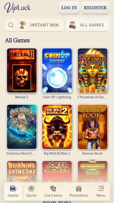 Jeux mobiles de casino VIPLuck