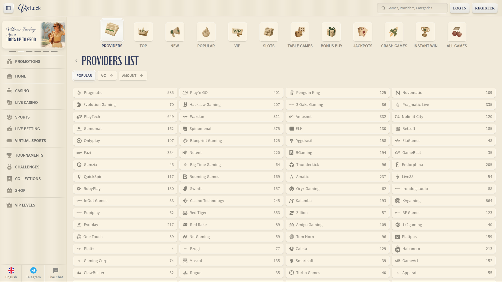 VIP Luck Casino-Spielentwickler