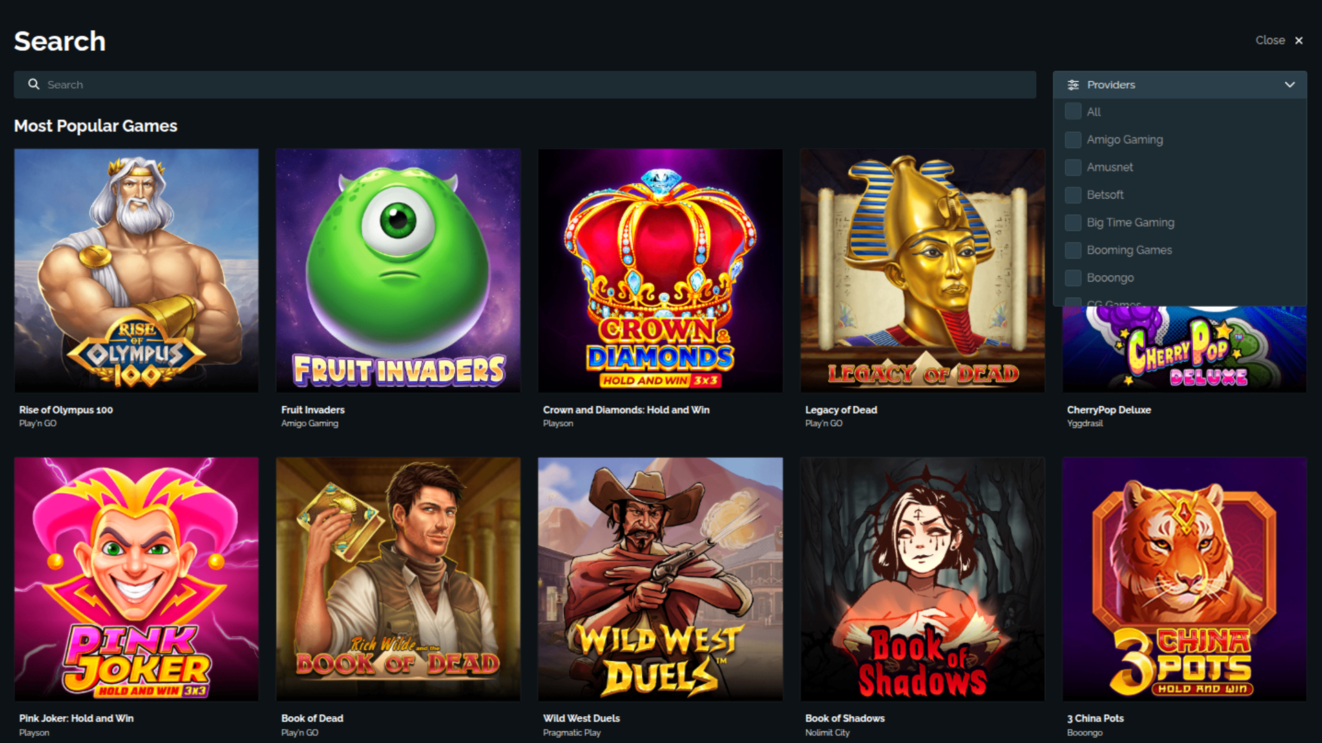 Développeurs de jeux de VipMonte Casino sur ordinateur