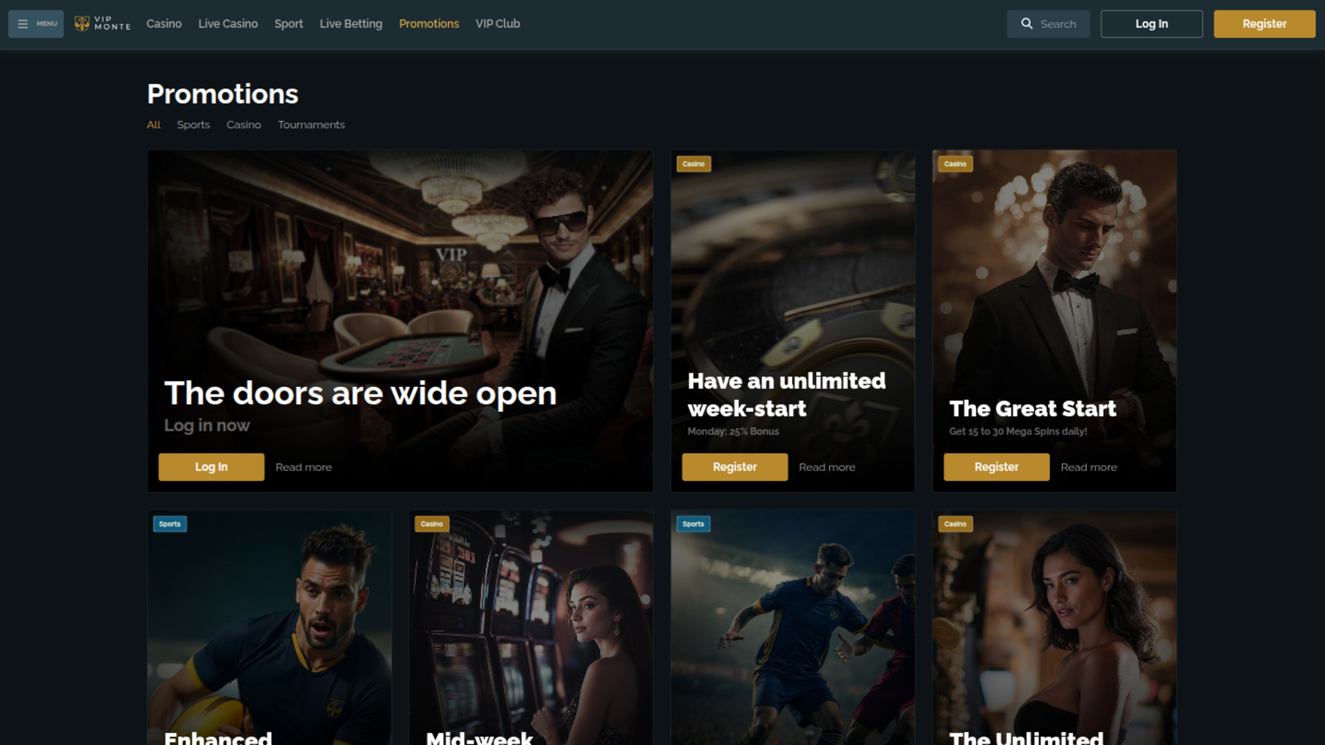 Promotions de VipMonte Casino sur ordinateur