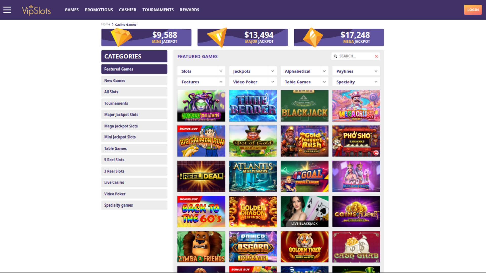 Jeux de VipSlots Casino sur ordinateur