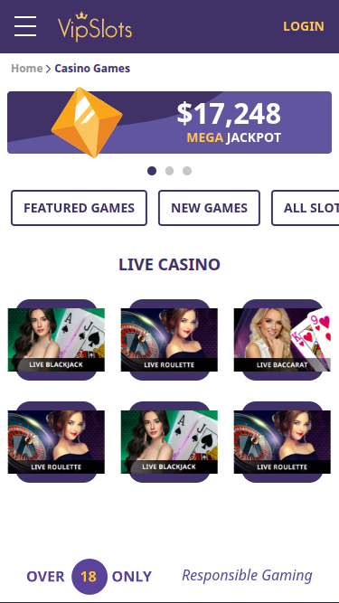 Croupier en direct mobile de VipSlots Casino