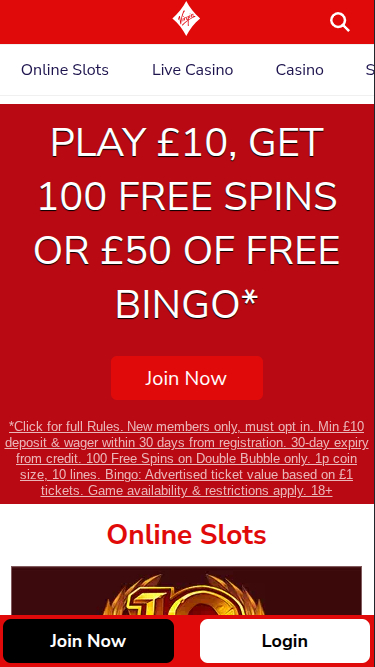 Jeux mobiles de Virgin Games Casino