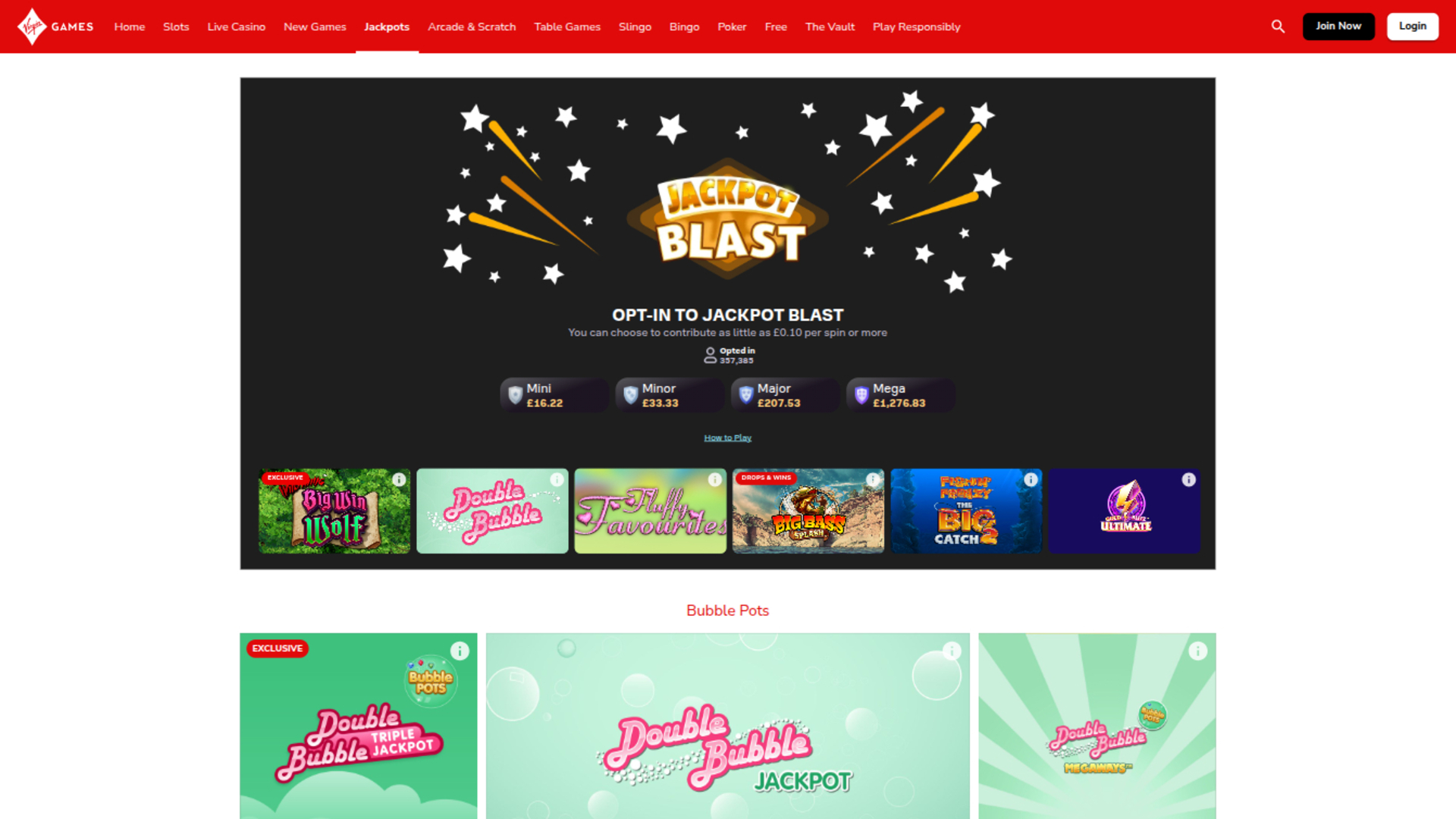 Jackpot de Virgin Games Casino sur ordinateur