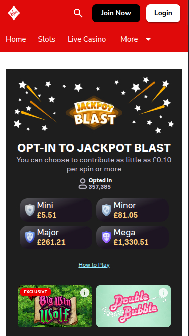 Jackpot mobile de Virgin Games Casino