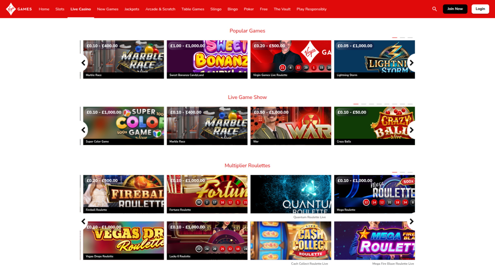 Croupier en direct de Virgin Games Casino sur ordinateur