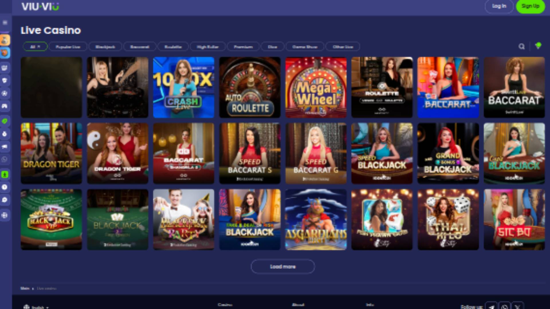 ViuViu Casino Live Dealer Desktop