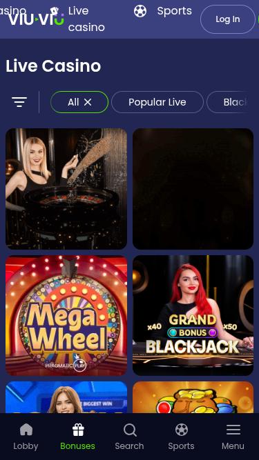 Casino móvil con crupier en vivo ViuViu