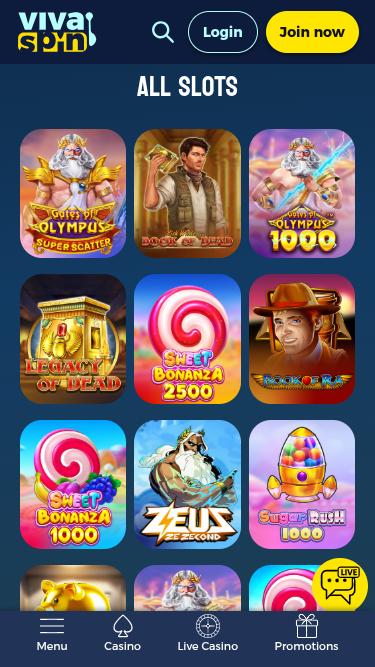 Jogos para celular do Cassino Vivaspin
