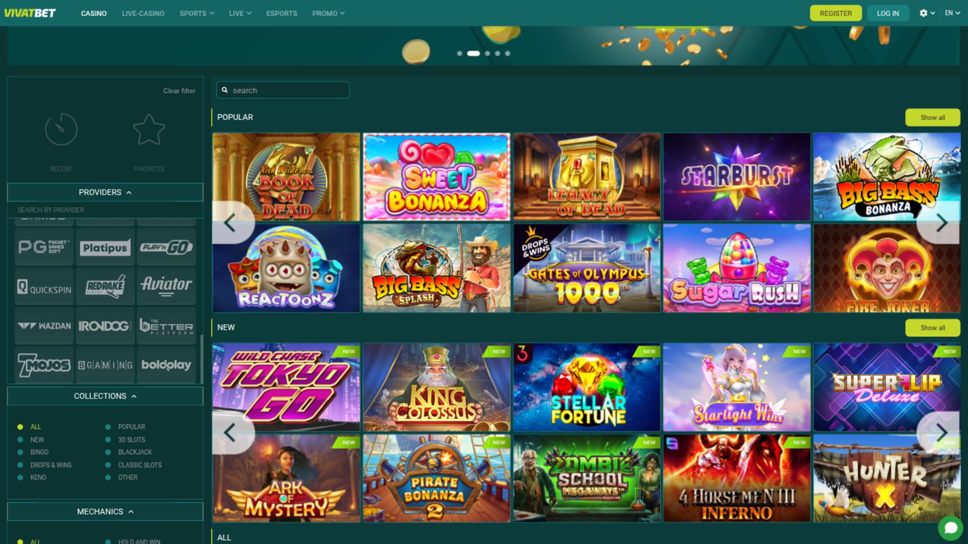 Desarrolladores de juegos de escritorio de VivatBet Casino