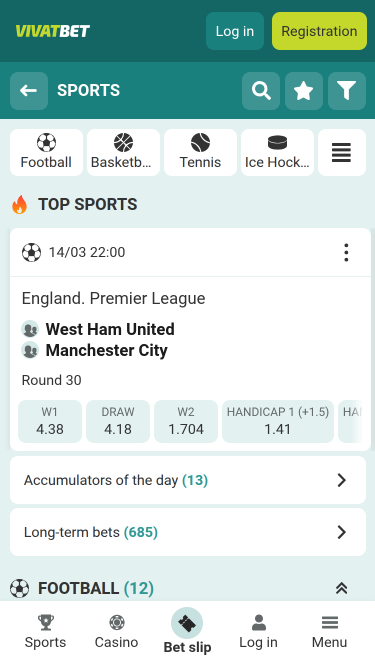 VivatBet Casino Mobile Sports