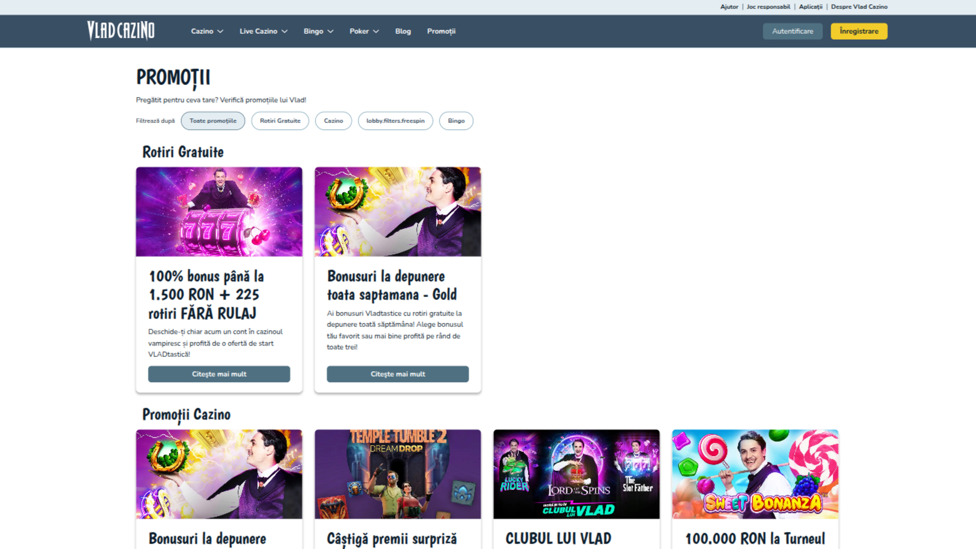 Promotions de Vlad Cazino sur ordinateur