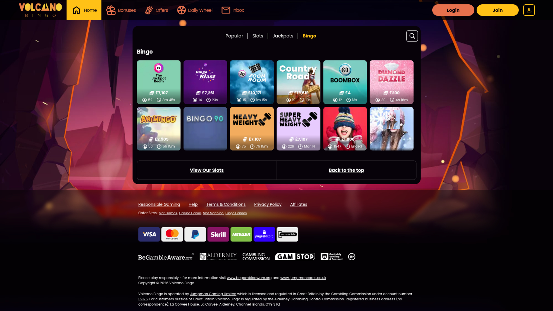 Bingo Volcano Casino Bingo sur ordinateur