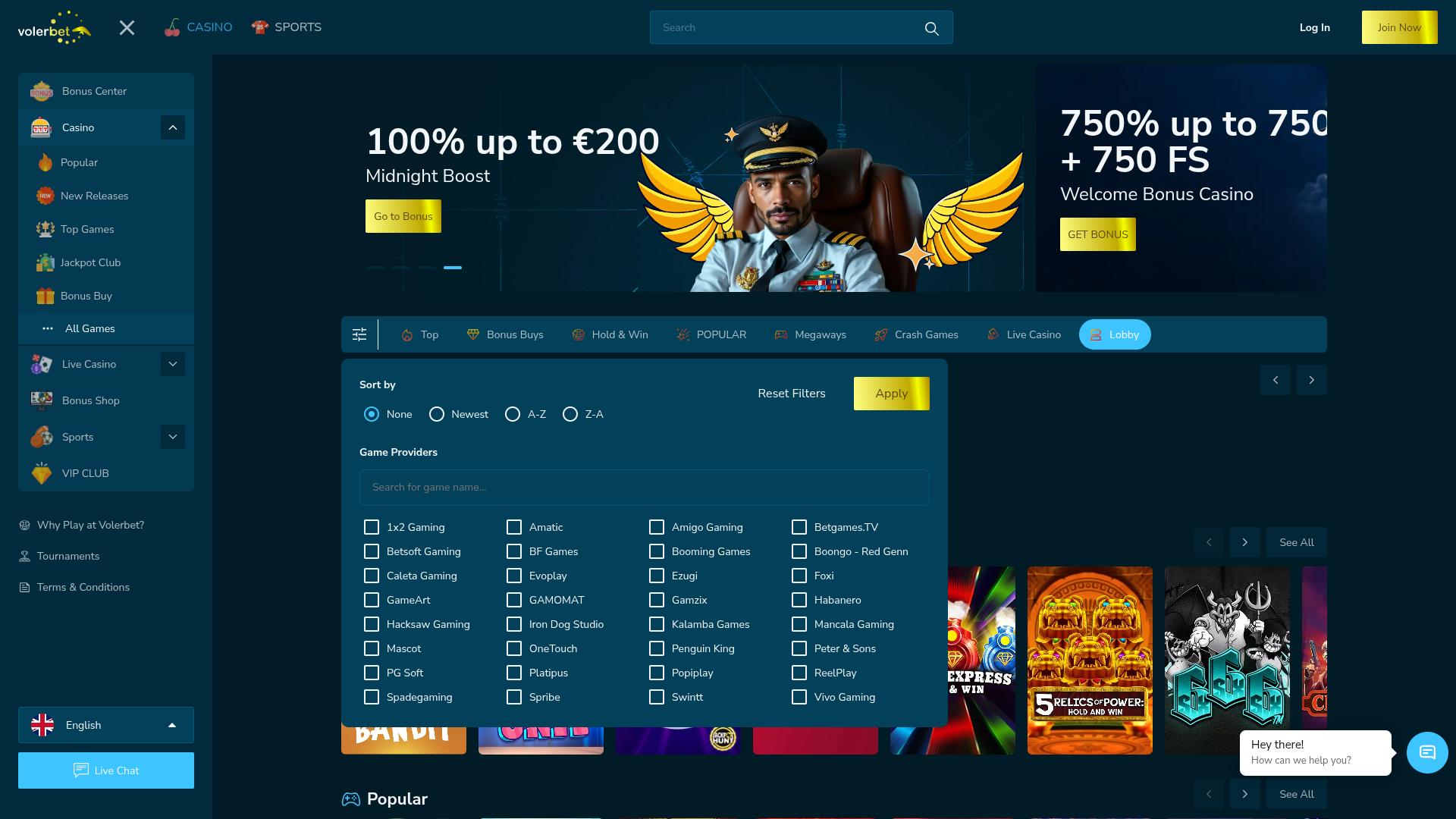 Développeurs de jeux de casino Volerbet pour ordinateur