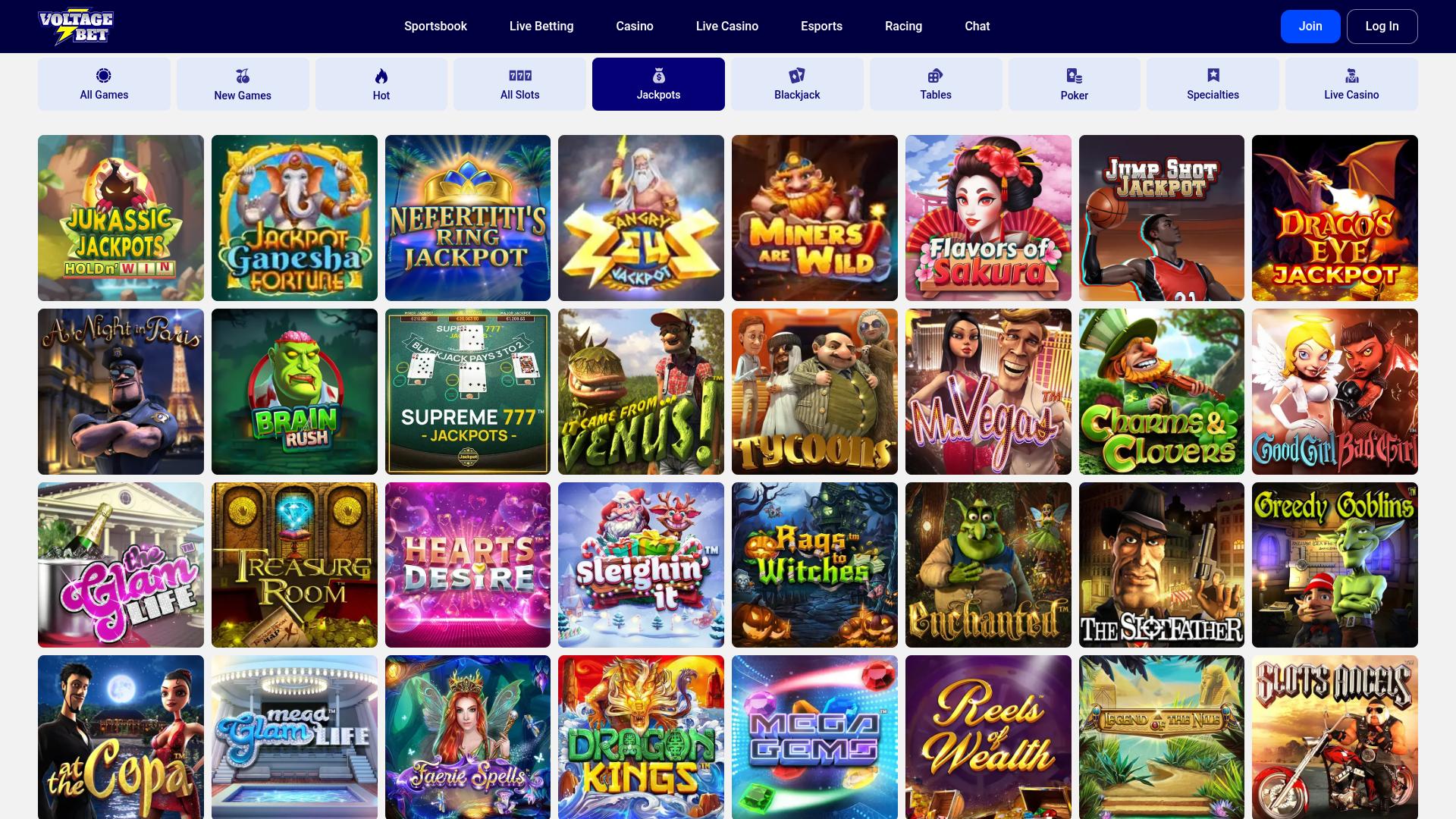 Jackpot desktop del casinò VoltageBet