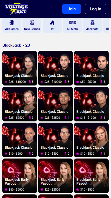 Casinò VoltageBet con croupier dal vivo