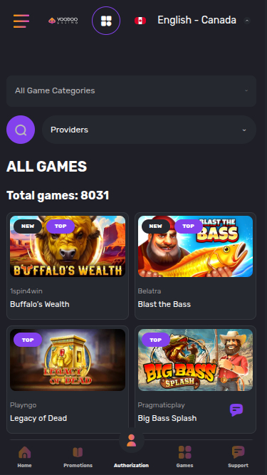 Voodoo Casino Mobile Games