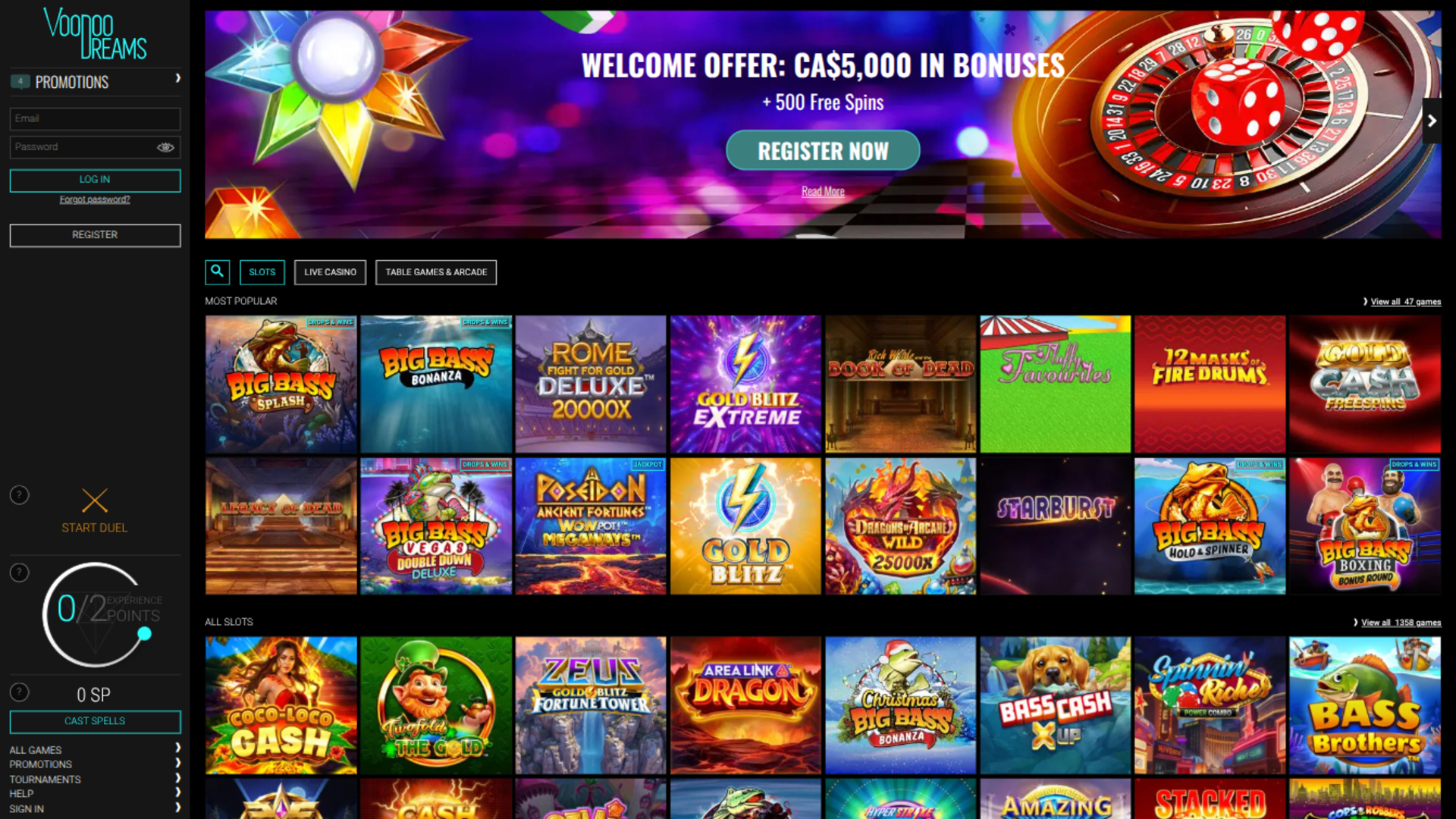 VoodooDreams Casino Desktop-Spiele