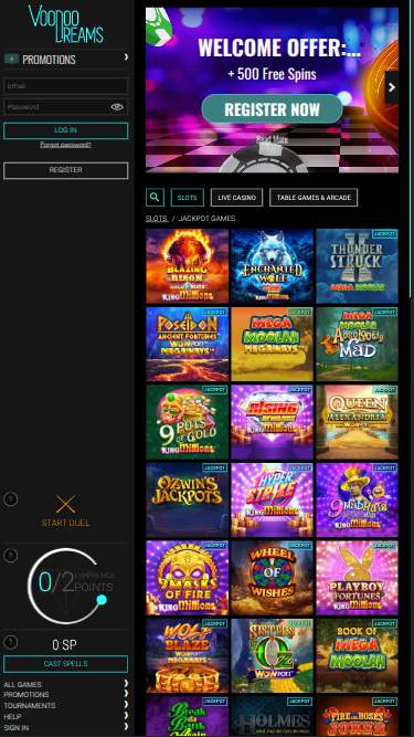 VoodooDreams Casino mobile Jackpot