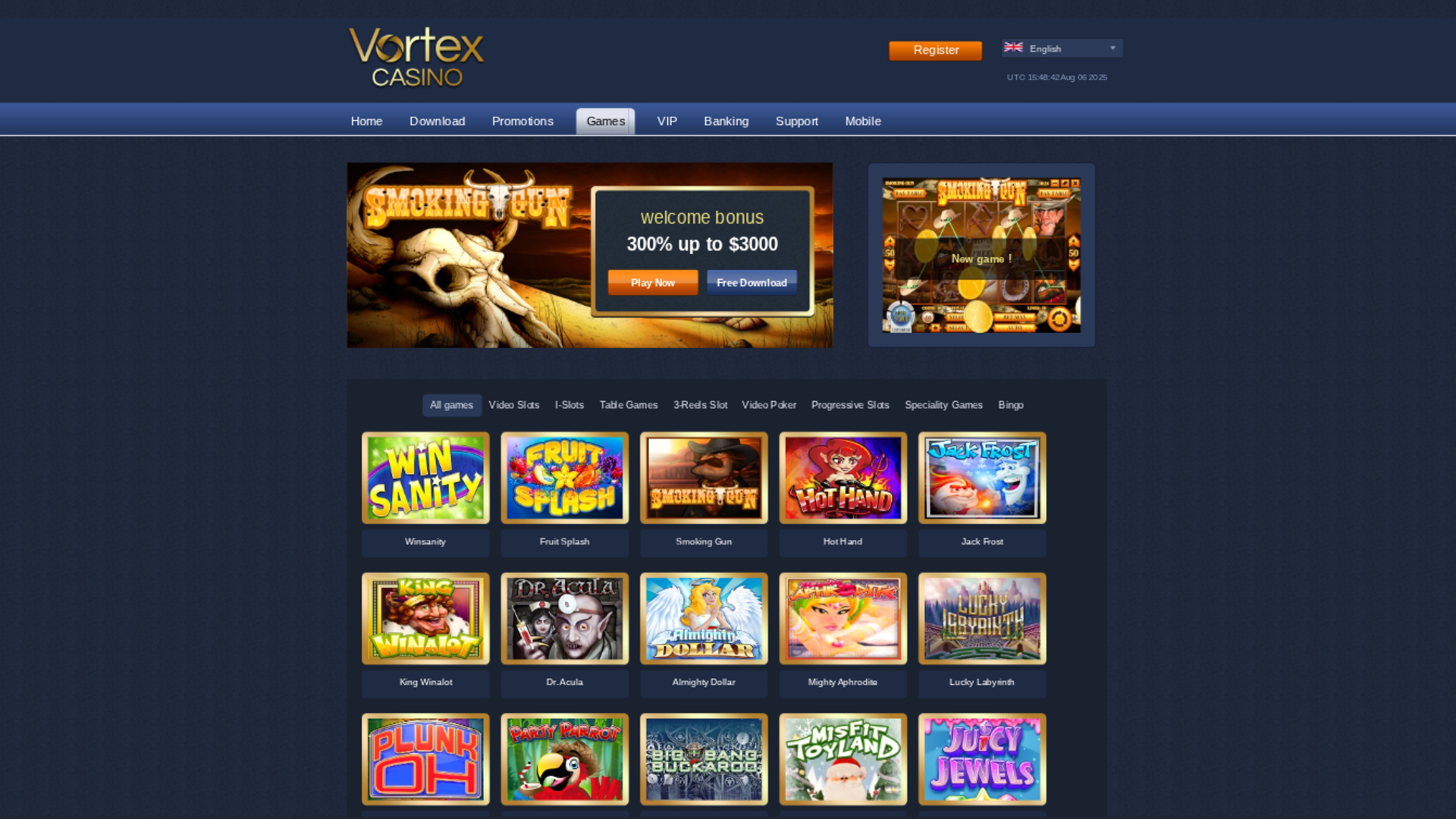 Jeux sur bureau de Vortex Casino