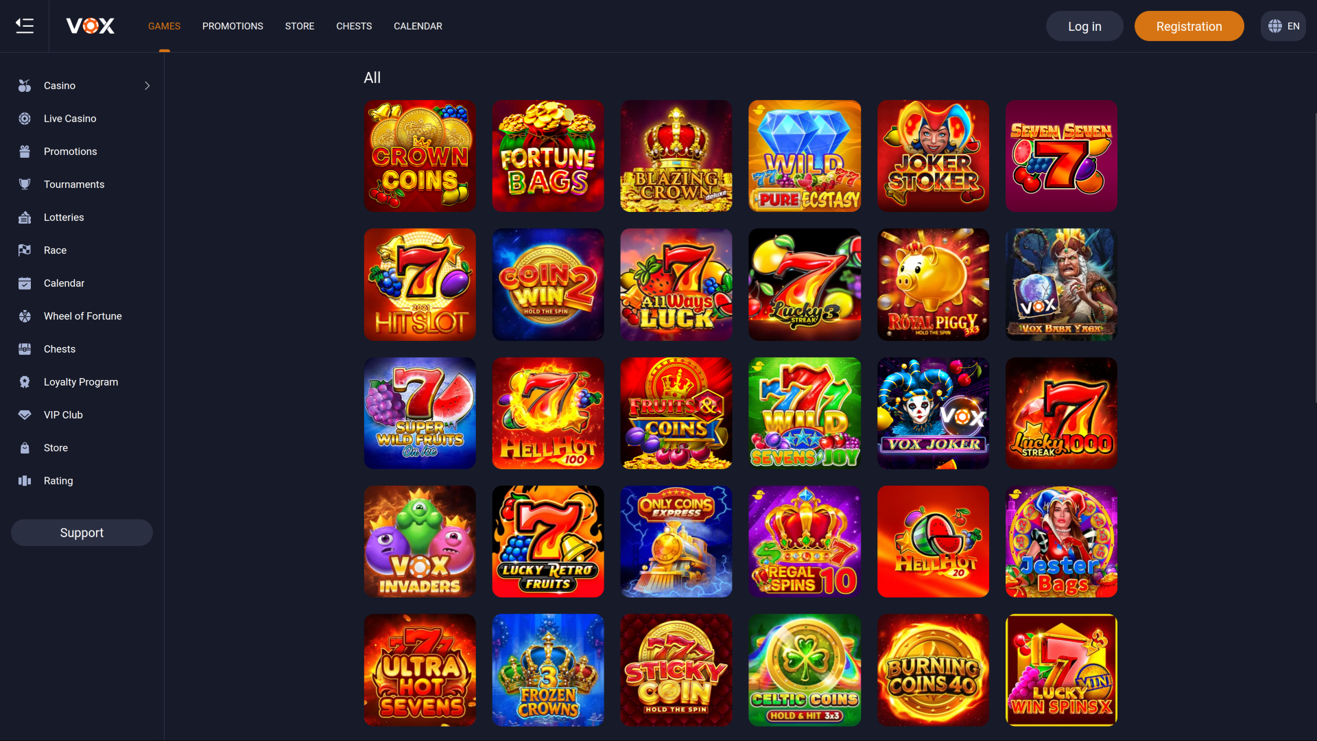 Jeux de casino Vox pour ordinateur