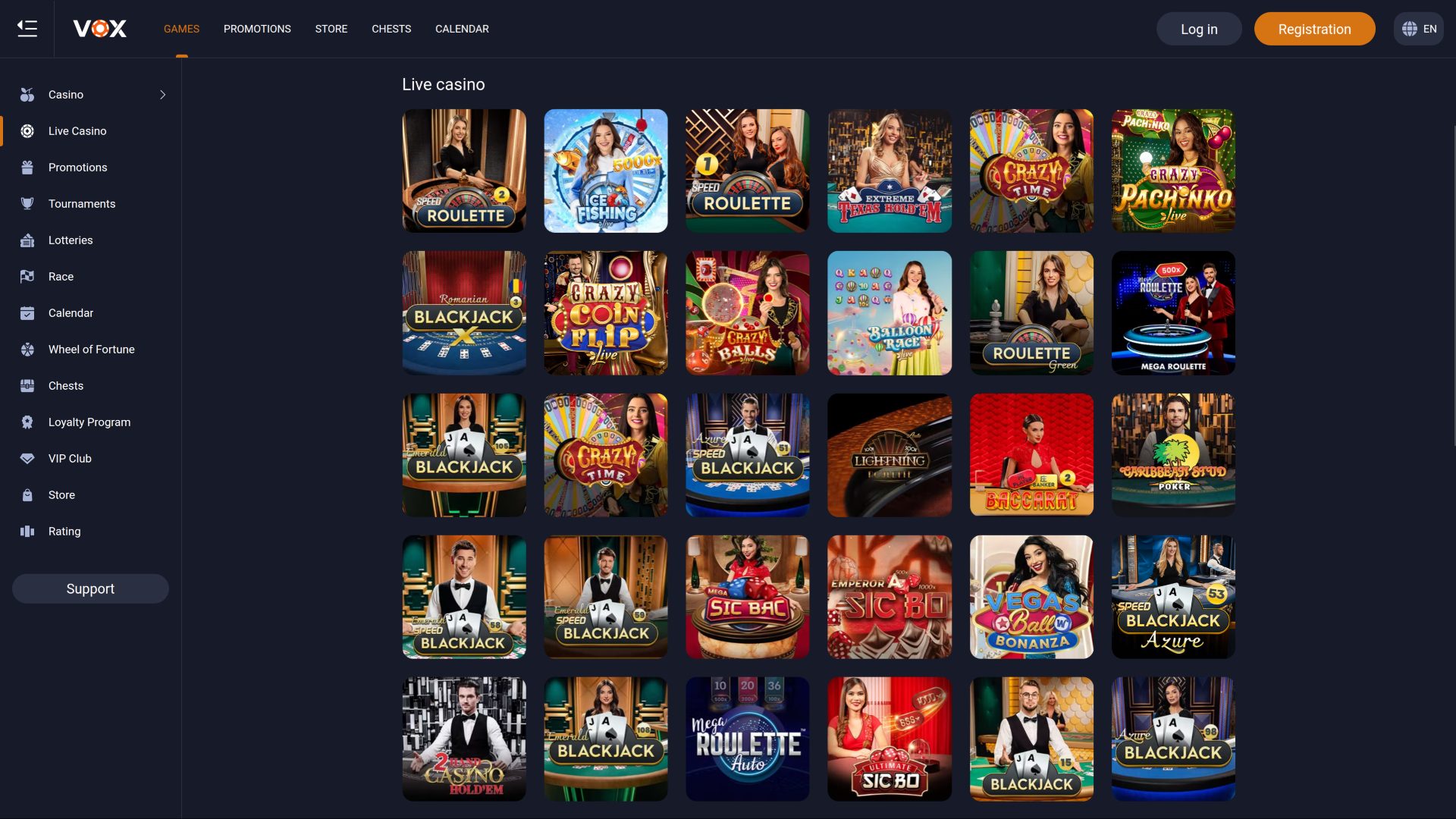 Vox Casino en ligne avec croupier en direct