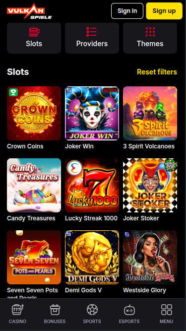 Juegos móviles de Vulkanspiele Casino