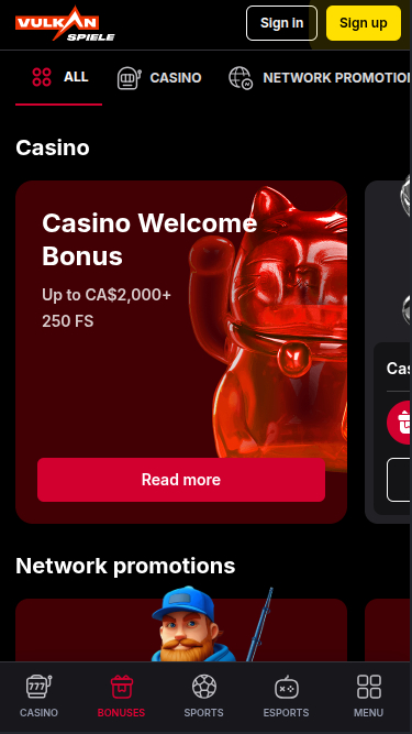 Promociones móviles de Vulkanspiele Casino