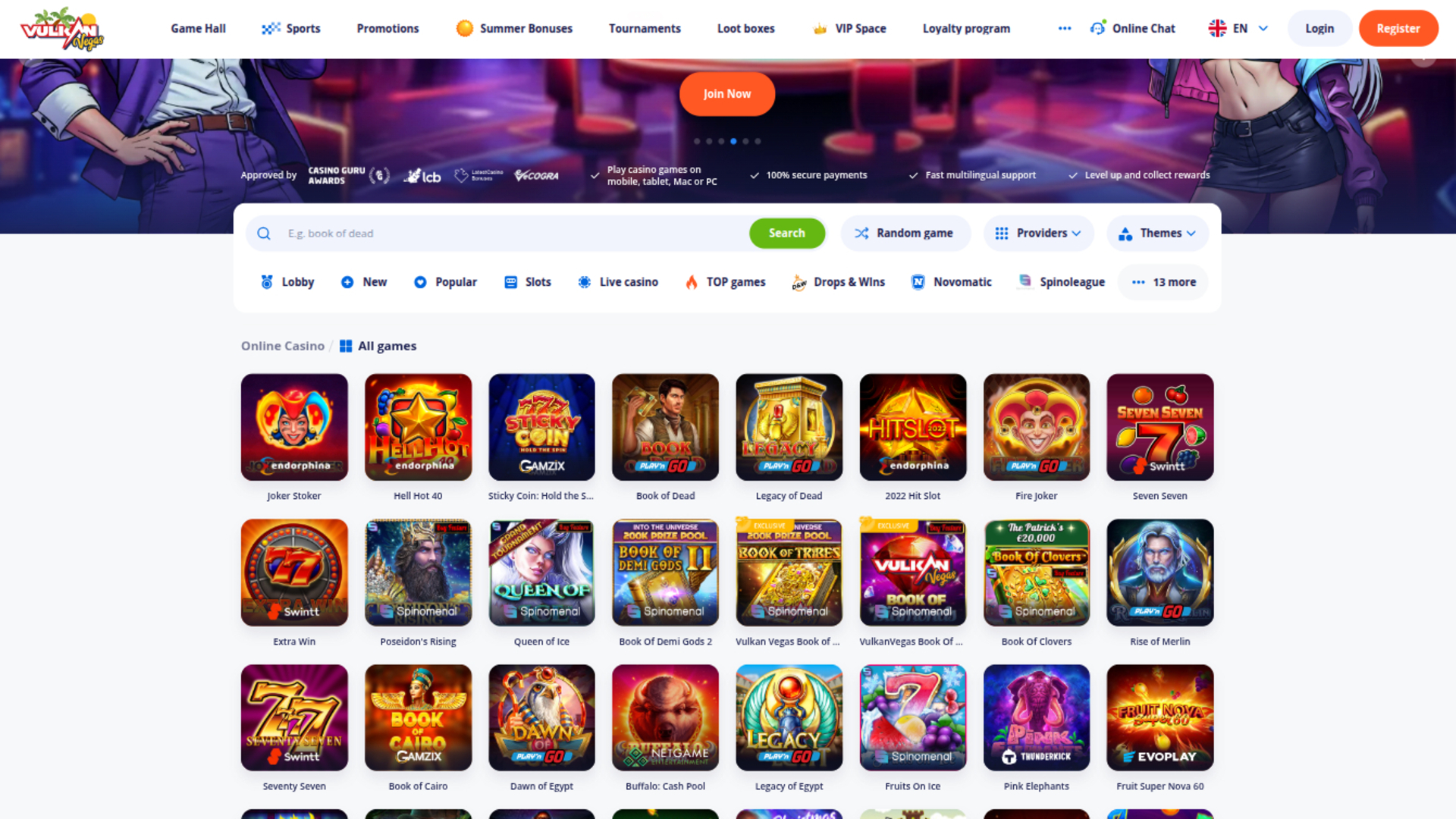 Juegos de escritorio de VulkanVegas Casino