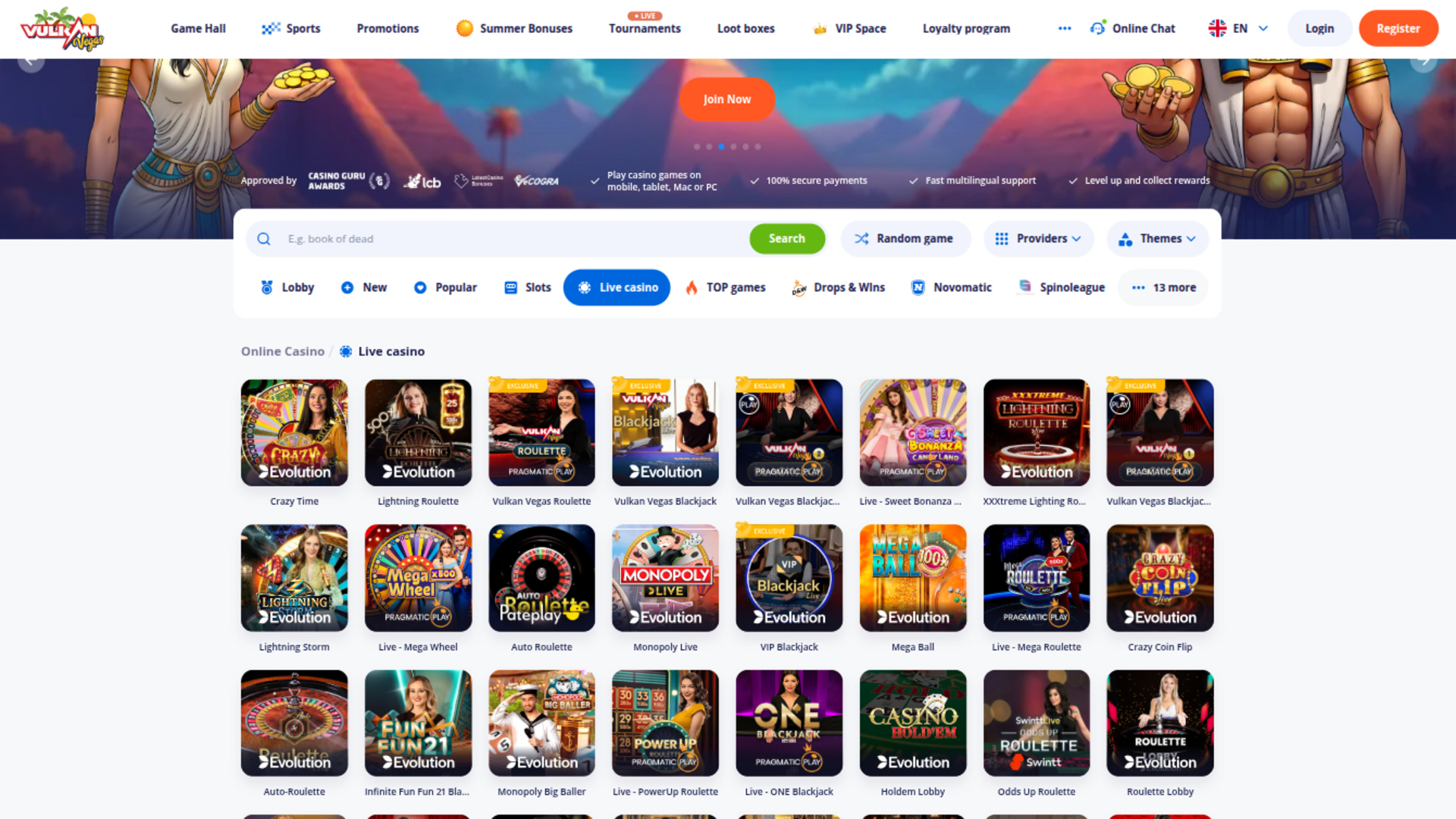 Crupier en vivo de escritorio de VulkanVegas Casino