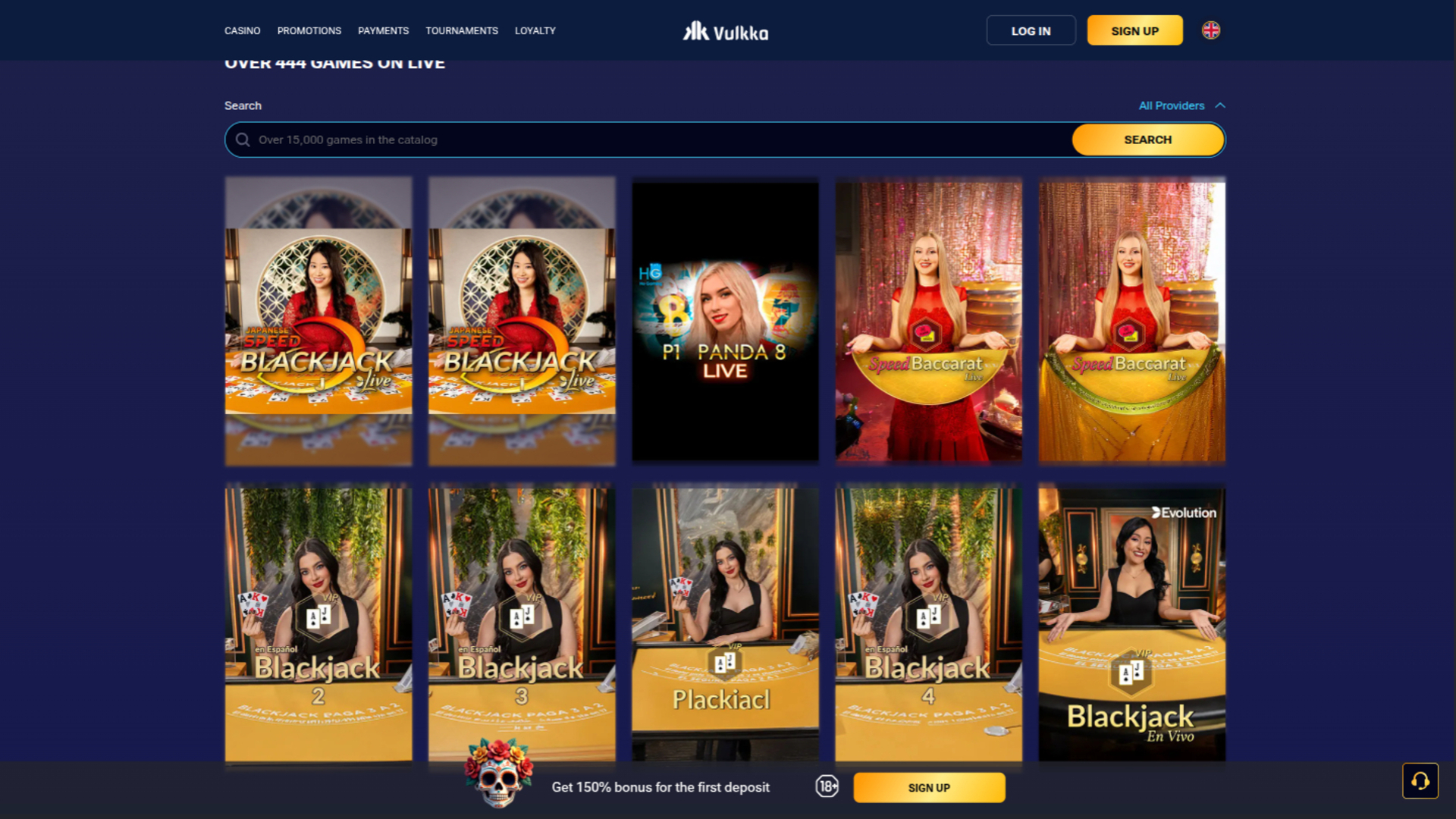 Croupier en direct sur bureau de Vulkka Casino