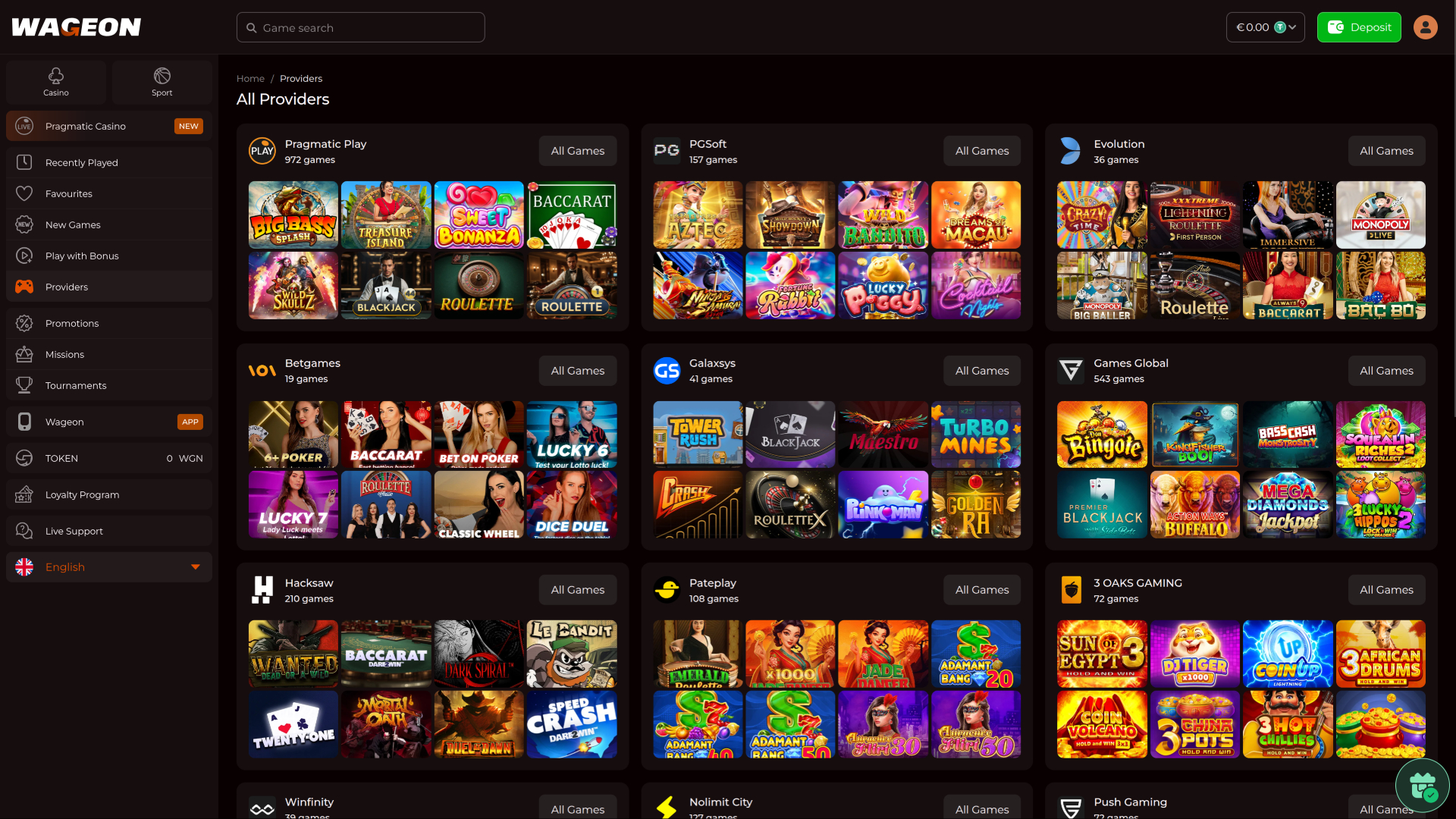 Sviluppatori di giochi desktop per Wageon Casino