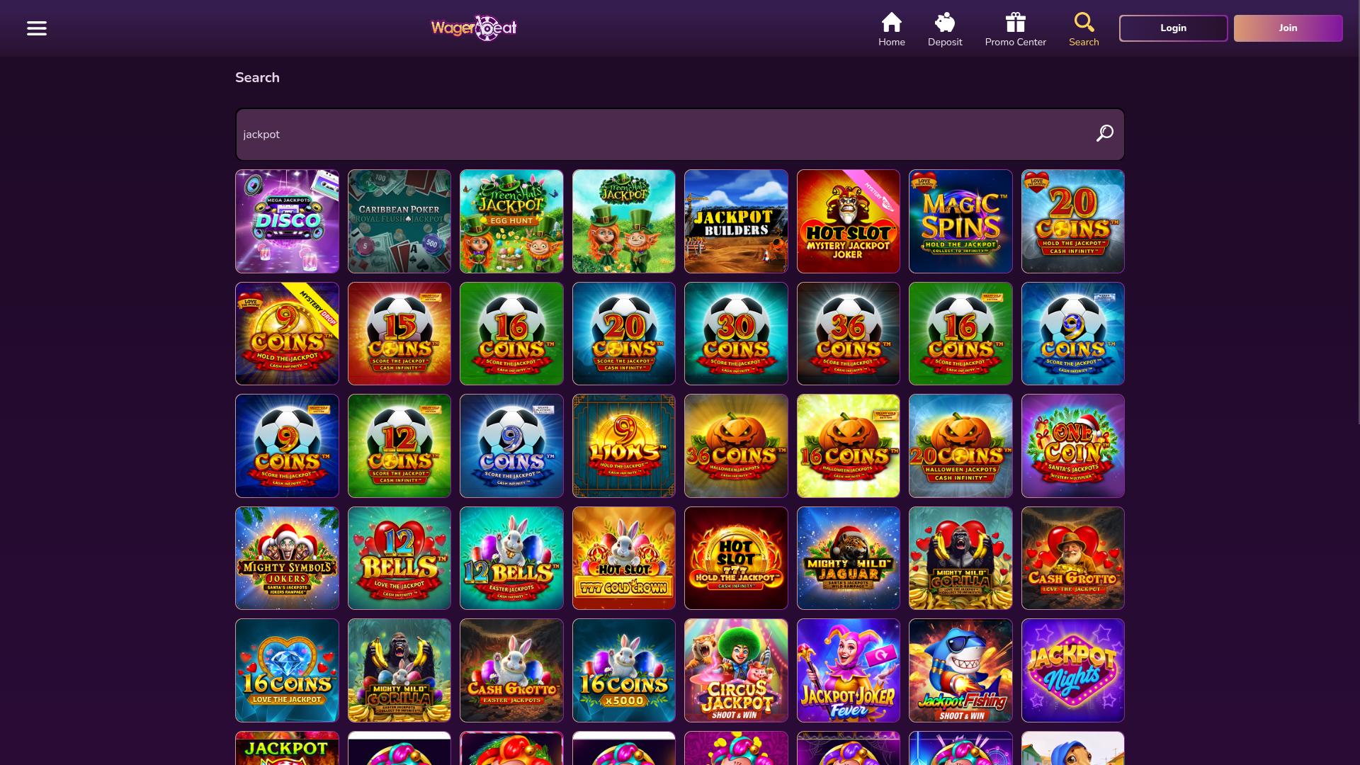 Jackpot do Wager Beat Casino para computador